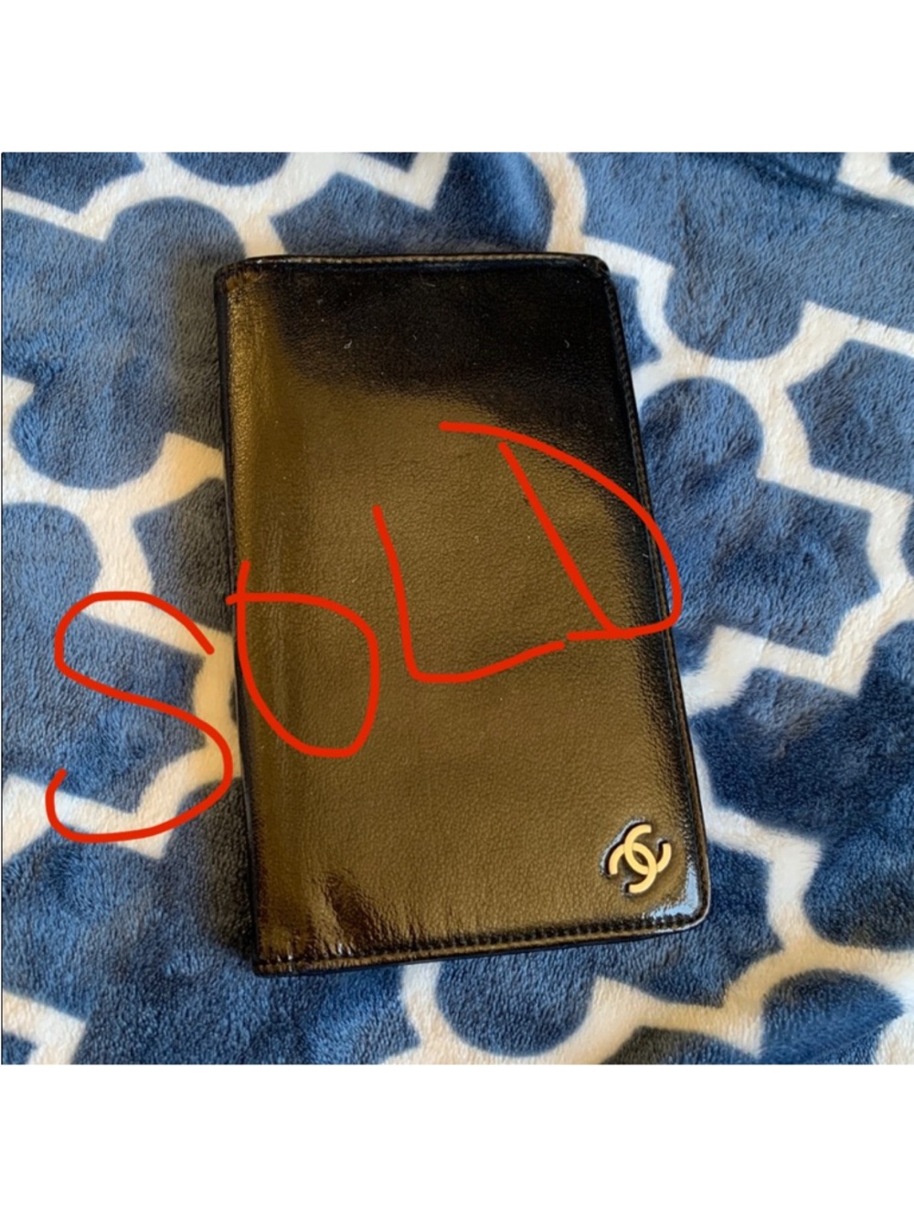 Chanel Dark Green Patent Leather Silver Bifold Long Wallet